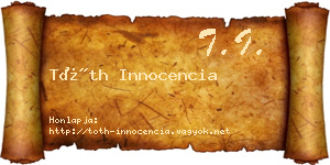 Tóth Innocencia névjegykártya